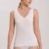 Hanro Vneck Tank white front Inner Secrets Lingerie