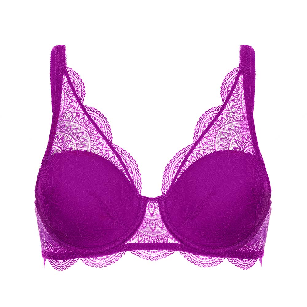 Simone Pérèle Karma Square neckline bra in 3D spacer Daily line in scalloped lace. Feminine and timeless. Underwired spacer shell bra. Inner Secrets Lingerie