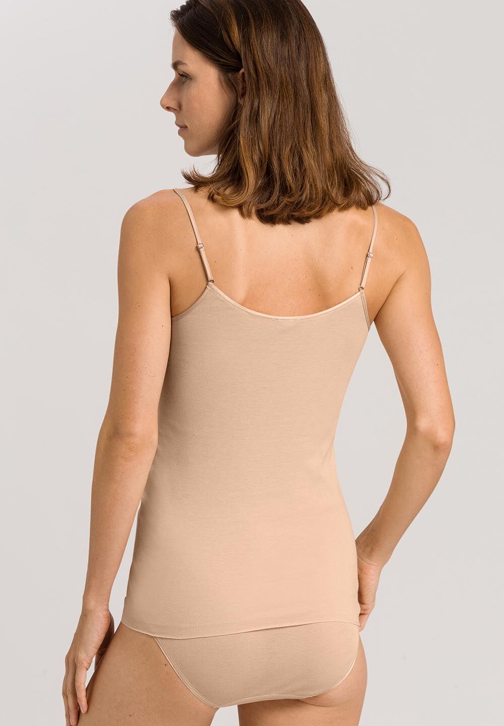Hanro V neck beige back model Inner Secrets Lingerie